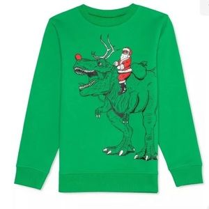 Big Boys 🎄🦖💚 Santa Rex Sweatshirt. Size Large. (MSRP $45) New With Tags.